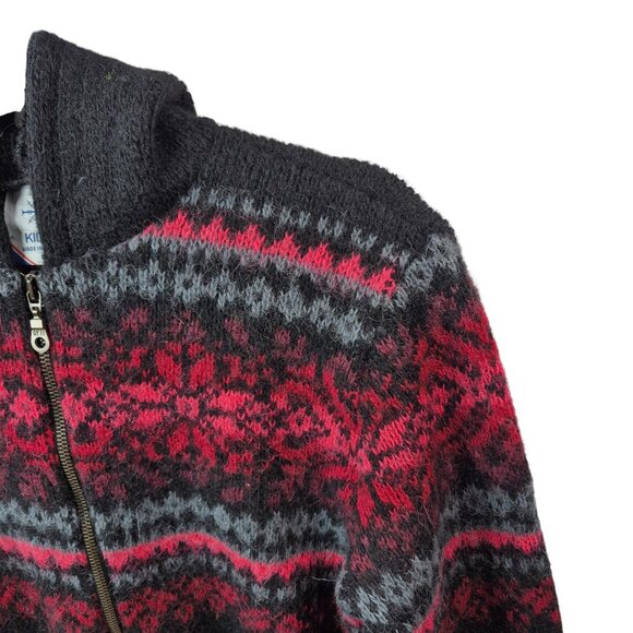 Kidka Icelandic Sweater Womens M Gray Wool Cardigan Full Zip Long Sleeve Hooded - Picture 8 of 8